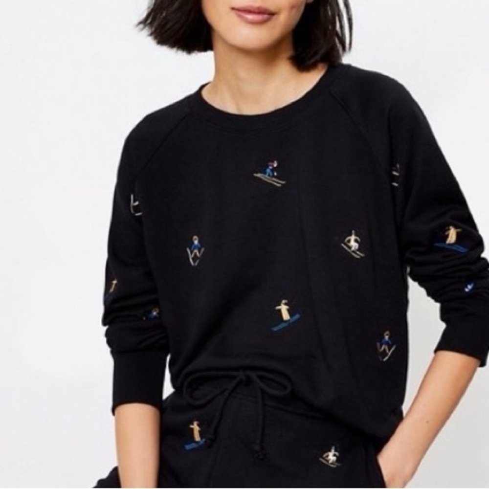 Loft Black Skier Sweatshirt - SZ XL